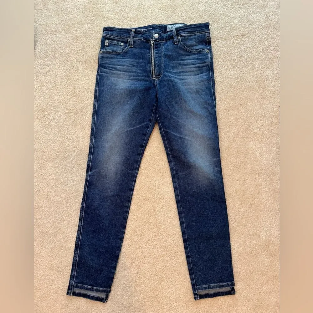 Women’s AG-ED Denim The Farrah Skinny Ankle Front Zip High Rise Jeans Sz 32R